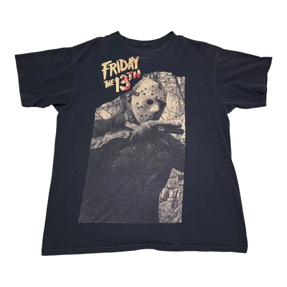 Friday the 13th Jason Voorhees Horror Movie Halloween Black Shirt Adult Size Lar